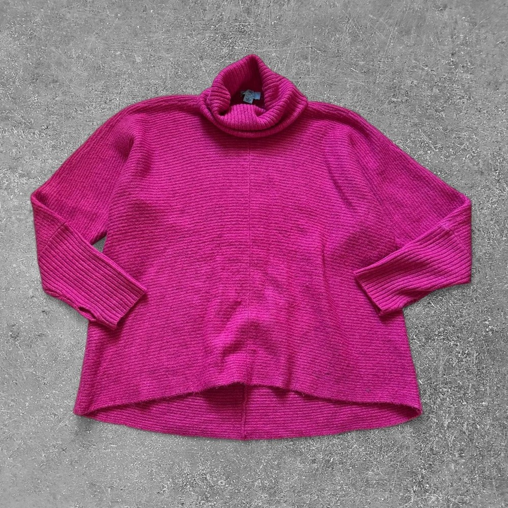 CeCe Pink Ribbed Knit Turtleneck Sweater Womens Medium Long Sleeve Ribbed Top